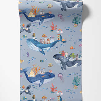 Dutch Wallcoverings Papierbehang - Dream Catcher- Whale Town Blue - 13220
