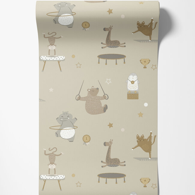 Dutch Wallcoverings Dutch Wallcoverings - Dream Catcher- Animal Gymn. Beige - Papierbehang - 10m x 53cm - 13240