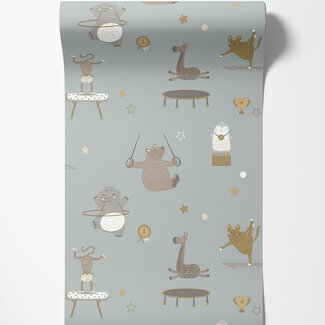 Dutch Wallcoverings Papierbehang - Dream Catcher- Animal Gymn. Blue - 13242