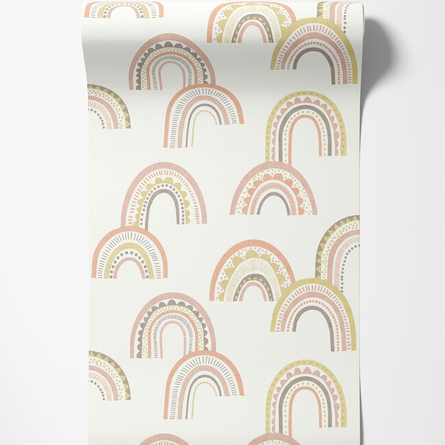 Dutch Wallcoverings Dutch Wallcoverings - Dream Catcher- Rainbow Blush/Orange - Papierbehang - 10m x 53cm - 13280