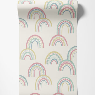 Dutch Wallcoverings Papierbehang - Dream Catcher- Rainbow Pink/Duckegg - 13281
