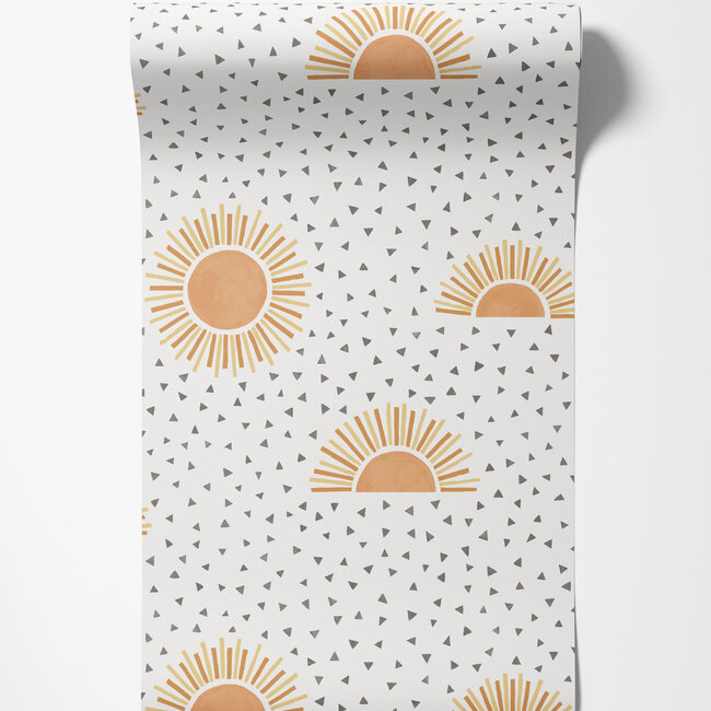 Dutch Wallcoverings Dutch Wallcoverings - Dream Catcher- Sunbeam White/Orange - Papierbehang - 10m x 53cm - 13320