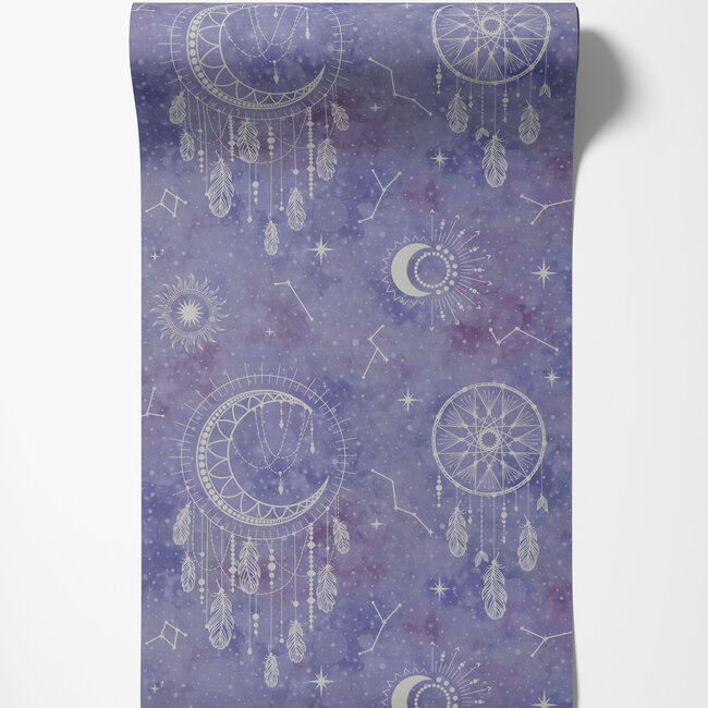 Dutch Wallcoverings Dutch Wallcoverings - Dream Catcher- Dreamc. Purple/Silvr - Papierbehang - 10m x 53cm - 13331
