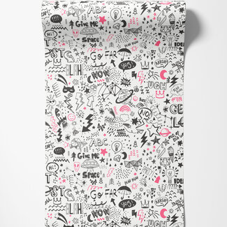 Dutch Wallcoverings Papierbehang - Dream Catcher- Doodle White/Pink - 13340