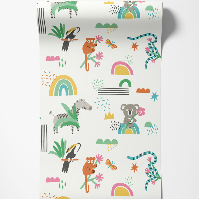Dutch Wallcoverings Dutch Wallcoverings - Dream Catcher- Abst. Animals Multi - Papierbehang - 10m x 53cm - 13350