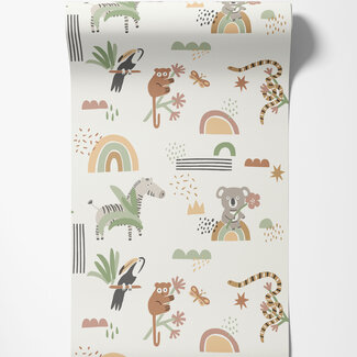 Dutch Wallcoverings Papierbehang - Dream Catcher- Abst. Animals Sage/Beige - 13351 Dutch Wallcoverings Papierbehang - Dream Catcher- Abst. Animals Sage/Beige - 13351