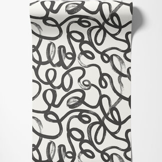 Dutch Wallcoverings Papierbehang - Dream Catcher- Squiggle Black/White - 13360