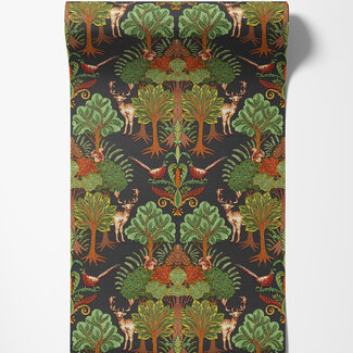 Dutch Wallcoverings Vliesbehang - Tapestry Nordic Deer Forest Black - TP422306