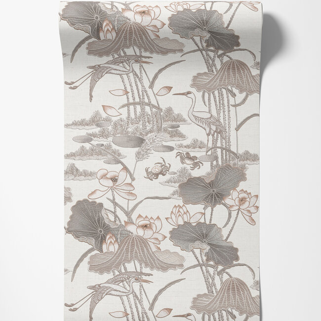 Dutch Wallcoverings Dutch Wallcoverings - Tapestry Lotus Pond Grey - Vliesbehang - 10m x 53cm - TP422701