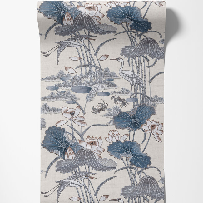 Dutch Wallcoverings Dutch Wallcoverings - Tapestry Lotus Pond Blue - Vliesbehang - 10m x 53cm - TP422702