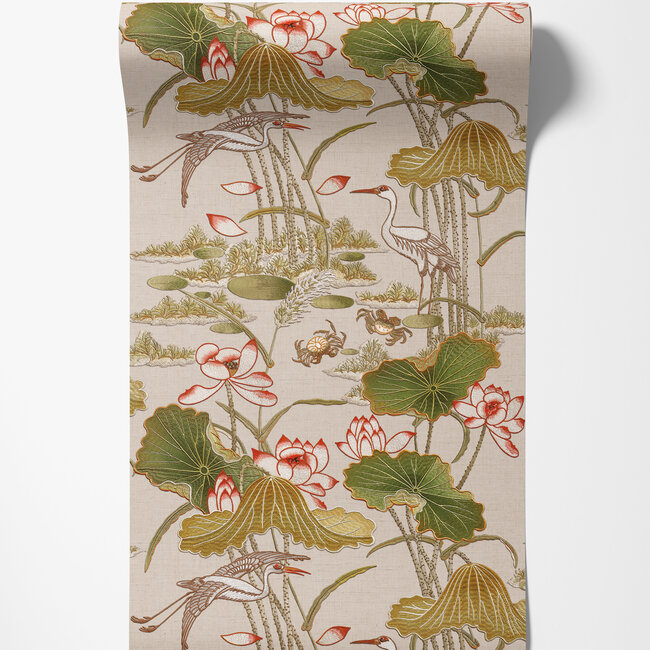 Dutch Wallcoverings Dutch Wallcoverings - Tapestry Lotus Pond Green - Vliesbehang - 10m x 53cm - TP422703
