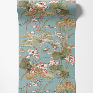 Dutch Wallcoverings Vliesbehang - Tapestry Lotus Pond Grey - TP422704