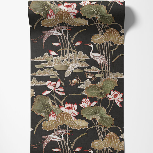 Dutch Wallcoverings Dutch Wallcoverings - Tapestry Lotus Pond Chocolate - Vliesbehang - 10m x 53cm - TP422706