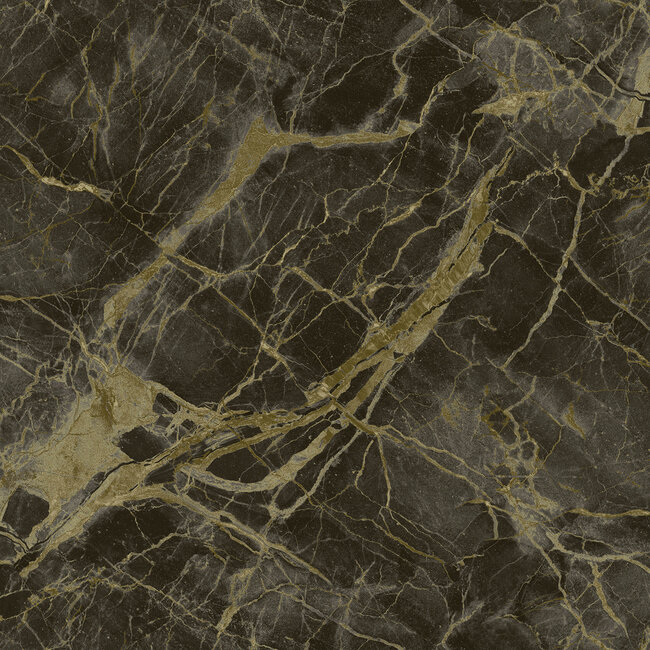 Dutch Wallcoverings Dutch Wallcoverings - FC Arabesque- Portoro Marble Ch/Gld - Vliesbehang - 10m x 53cm - 36280