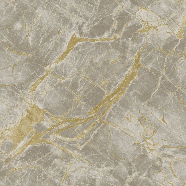 Dutch Wallcoverings Dutch Wallcoverings - FC Arabesque- Portoro Grey/Gold - Vliesbehang - 10m x 53cm - 36283