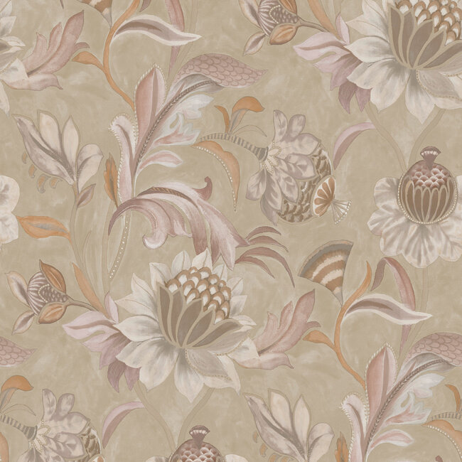Dutch Wallcoverings Dutch Wallcoverings - FC Arabesque- Cecelia Blush Coral - Vliesbehang - 10m x 53cm - 36351