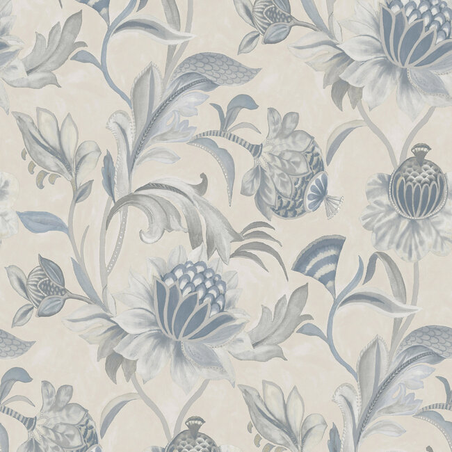 Dutch Wallcoverings Dutch Wallcoverings - FC Arabesque- Cecelia Blue Dove - Vliesbehang - 10m x 53cm - 36355