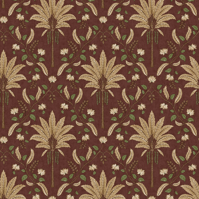 Dutch Wallcoverings Dutch Wallcoverings - FC Journey to the East - Ariara Maroon - Vliesbehang - 10m x 53cm - 91792