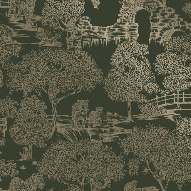 Dutch Wallcoverings Dutch Wallcoverings - FC Journey to the East - Samar Green - Vliesbehang - 10m x 53cm - 91811