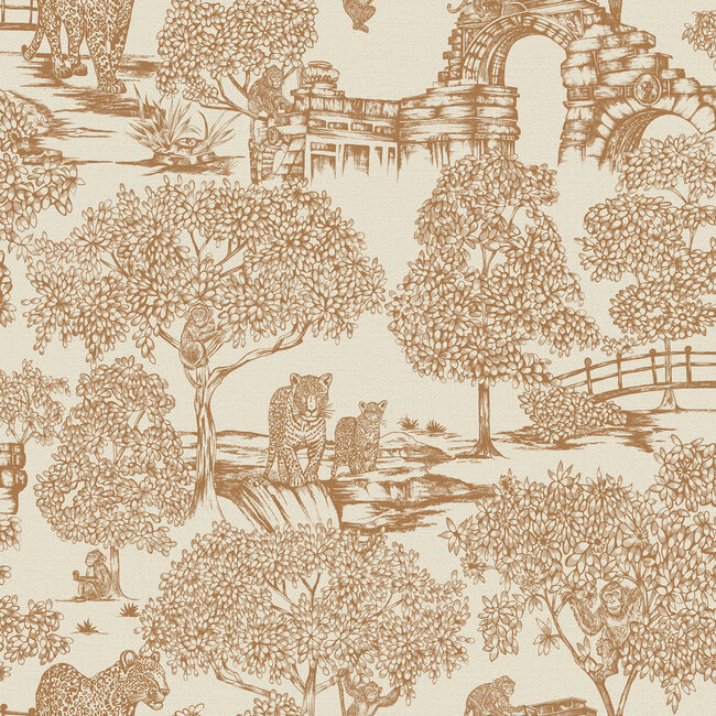 Dutch Wallcoverings Dutch Wallcoverings - FC Journey to the East - Samar Orange  - Vliesbehang - 10m x 53cm - 91814