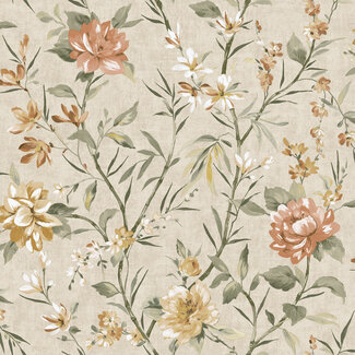 Dutch Wallcoverings Dutch Wallcoverings - FC Journey to the East - Sazanka Neutral/Orange  - 91853