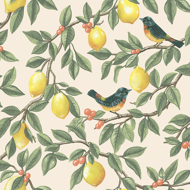 Dutch Wallcoverings Dutch Wallcoverings - FC Tales of the Manor - Ponderosa Cream/Orange - Vliesbehang - 10m x 53cm - 91890