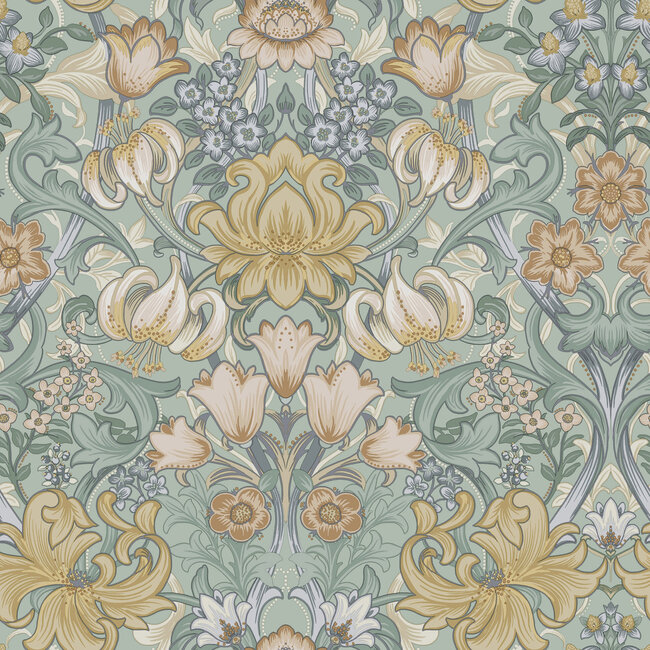 Dutch Wallcoverings Dutch Wallcoverings - FC Tales of the Manor - Fleurmont Aqua - Vliesbehang - 10m x 53cm - 91904