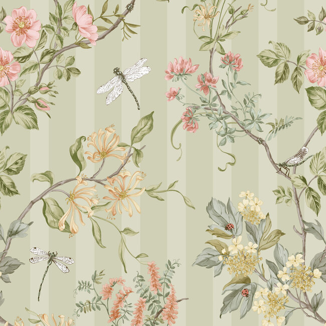Dutch Wallcoverings Dutch Wallcoverings - FC Tales of the Manor - Camberley Sage - Vliesbehang - 10m x 53cm - 91930