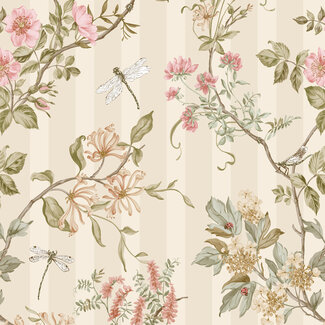Dutch Wallcoverings Dutch Wallcoverings - FC Tales of the Manor - Camberley Cream/Coral - 91932