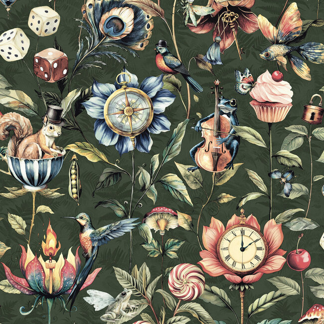 Dutch Wallcoverings Dutch Wallcoverings - FC Tales of the Manor - Elysium Green  - Vliesbehang - 10m x 53cm - 91941
