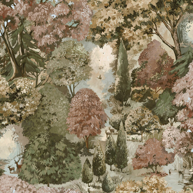 Dutch Wallcoverings Dutch Wallcoverings - FC Tales of the Manor - Pinecrest Rust/Green - Vliesbehang - 10m x 53cm - 91951