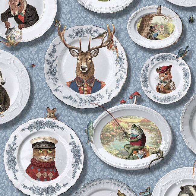 Dutch Wallcoverings Dutch Wallcoverings - FC Tales of the Manor - FC Tales of the Manor Blue  - Vliesbehang - 10m x 53cm - 91961