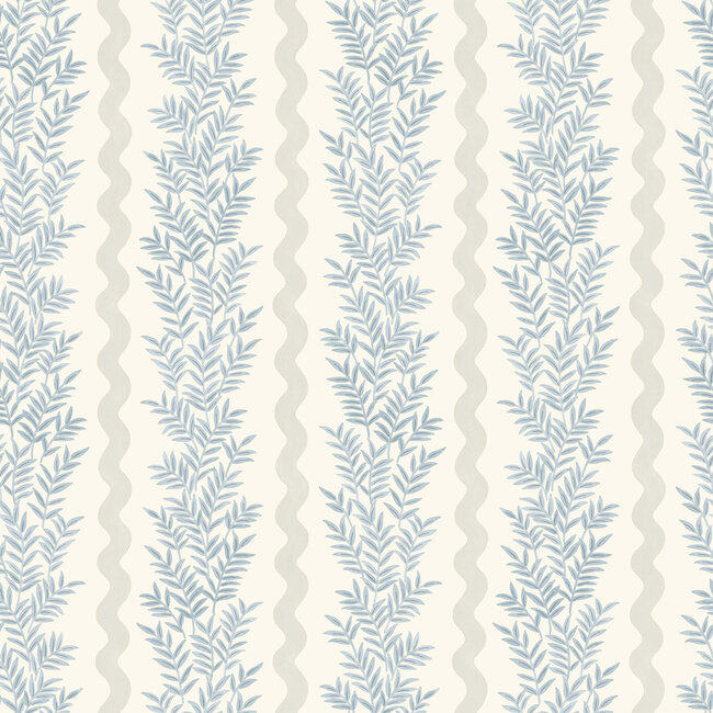 Dutch Wallcoverings Dutch Wallcoverings - FC Tales of the Manor - Pipkin Stripe Neutral/Blue - Vliesbehang - 10m x 53cm - 91981