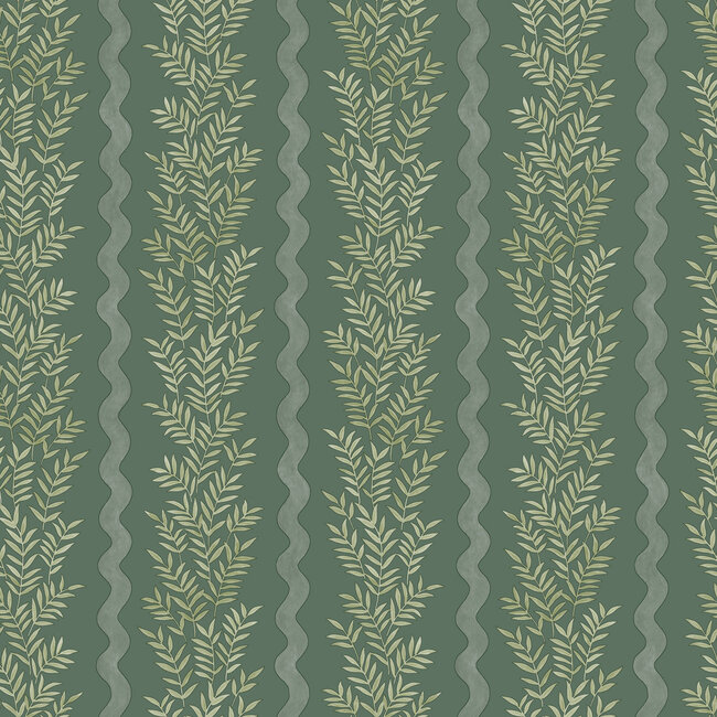 Dutch Wallcoverings Dutch Wallcoverings - FC Tales of the Manor - Pipkin Stripe Green - Vliesbehang - 10m x 53cm - 91983