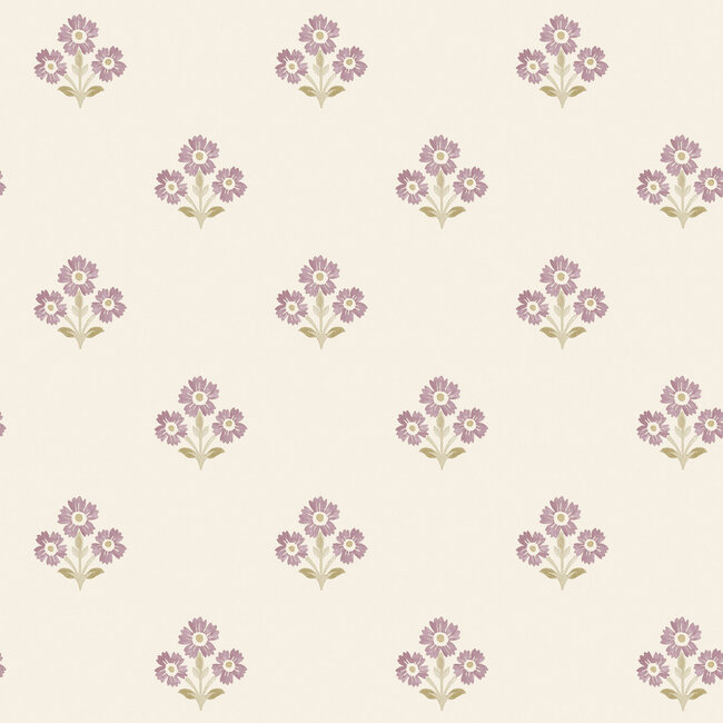 Dutch Wallcoverings Dutch Wallcoverings - FC Tales of the Manor - Isadora Neutral/Mulberry - Vliesbehang - 10m x 53cm - 91994