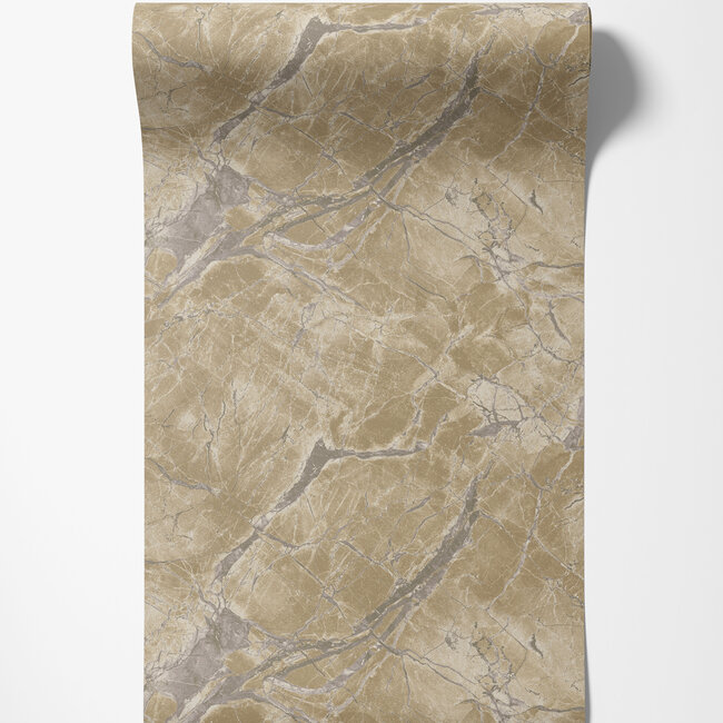 Dutch Wallcoverings Dutch Wallcoverings - FC Arabesque- Portoro Marble Beige - Vliesbehang - 10m x 53cm - 36281