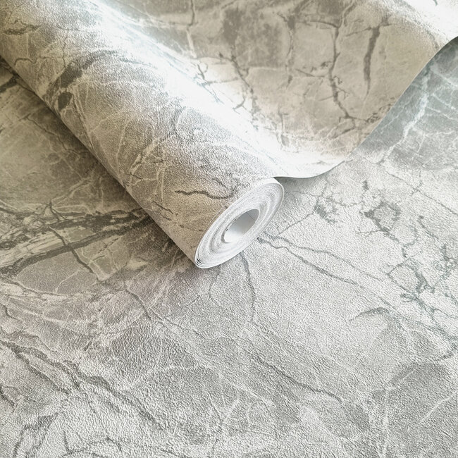 Dutch Wallcoverings Dutch Wallcoverings - FC Arabesque- Portoro Dove Silver - Vliesbehang - 10m x 53cm - 36282