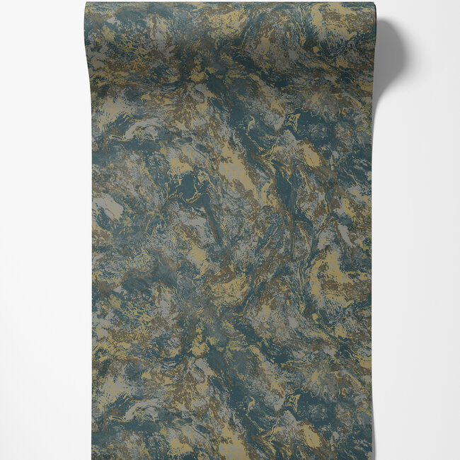 Dutch Wallcoverings Dutch Wallcoverings - FC Arabesque- Levanto Marble Teal - Vliesbehang - 10m x 53cm - 36293