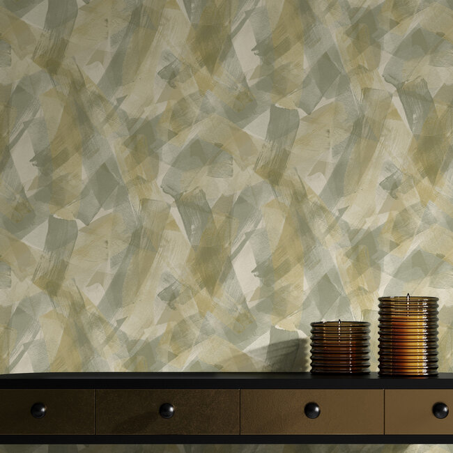 Dutch Wallcoverings Dutch Wallcoverings - FC Arabesque- Artistry Green/Beige - Vliesbehang - 10m x 53cm - 36322