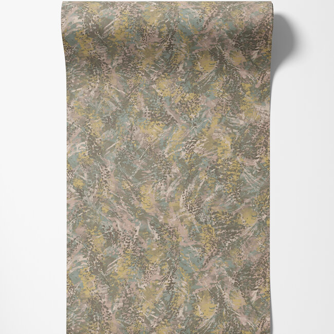 Dutch Wallcoverings Dutch Wallcoverings - FC Arabesque- Pluma Blush Khaki - Vliesbehang - 10m x 53cm - 36340