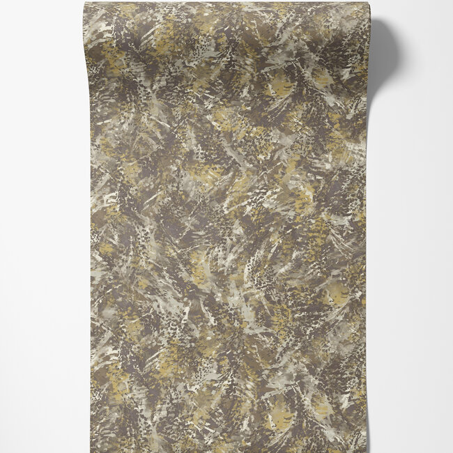 Dutch Wallcoverings Dutch Wallcoverings - FC Arabesque- Pluma Chocolate Gold - Vliesbehang - 10m x 53cm - 36342