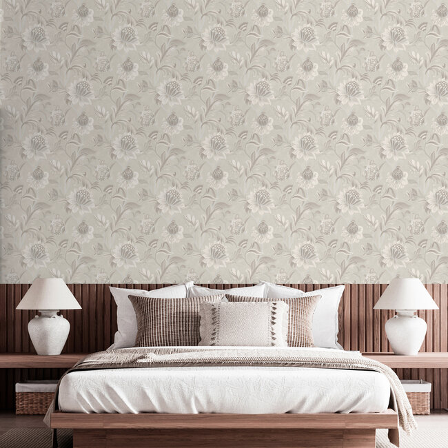 Dutch Wallcoverings Dutch Wallcoverings - FC Arabesque- Cecelia Dove Grey - Vliesbehang - 10m x 53cm - 36350