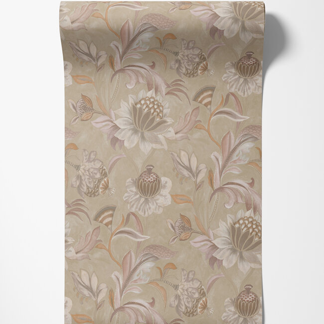 Dutch Wallcoverings Dutch Wallcoverings - FC Arabesque- Cecelia Blush Coral - Vliesbehang - 10m x 53cm - 36351
