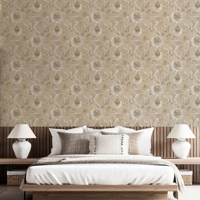 Dutch Wallcoverings Dutch Wallcoverings - FC Arabesque- Cecelia Blush Coral - Vliesbehang - 10m x 53cm - 36351