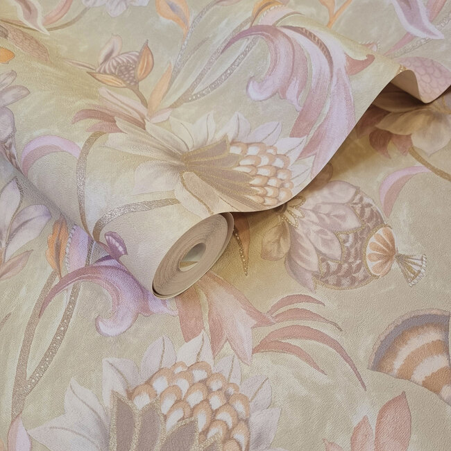 Dutch Wallcoverings Dutch Wallcoverings - FC Arabesque- Cecelia Blush Coral - Vliesbehang - 10m x 53cm - 36351