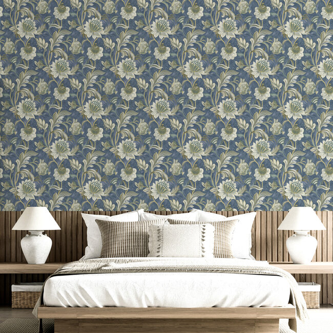 Dutch Wallcoverings Dutch Wallcoverings - FC Arabesque- Cecelia Navy - Vliesbehang - 10m x 53cm - 36353