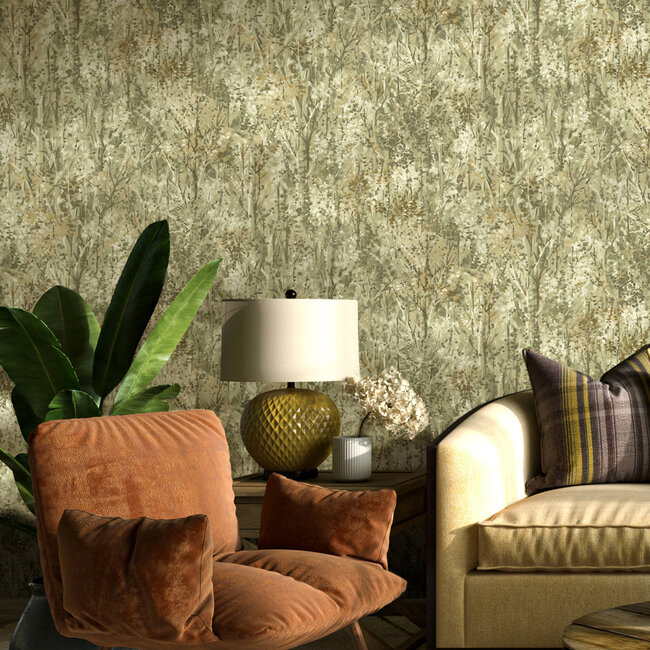 Dutch Wallcoverings Dutch Wallcoverings - FC Arabesque- Verdant Sage - Vliesbehang - 10m x 53cm - 36361
