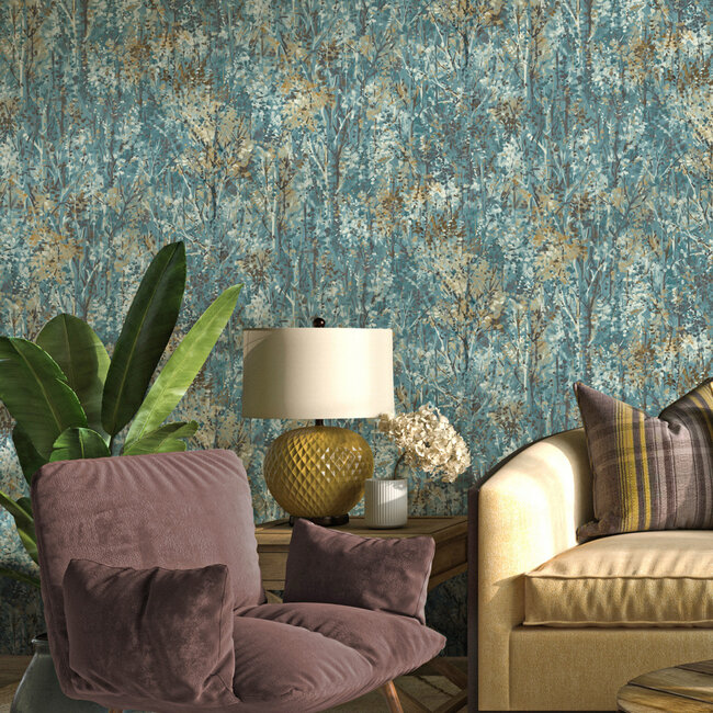 Dutch Wallcoverings Dutch Wallcoverings - FC Arabesque- Verdant Teal - Vliesbehang - 10m x 53cm - 36362