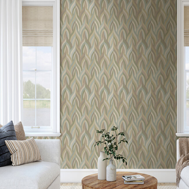 Dutch Wallcoverings Dutch Wallcoverings - FC Arabesque- Arabesque Blush Aqua - Vliesbehang - 10m x 53cm - 36371