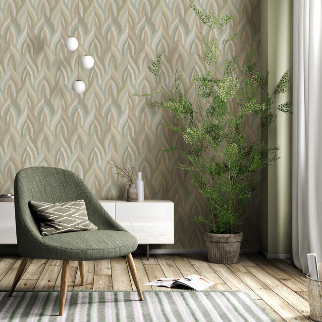 Dutch Wallcoverings Dutch Wallcoverings - FC Arabesque- Arabesque Blush Aqua - Vliesbehang - 10m x 53cm - 36371